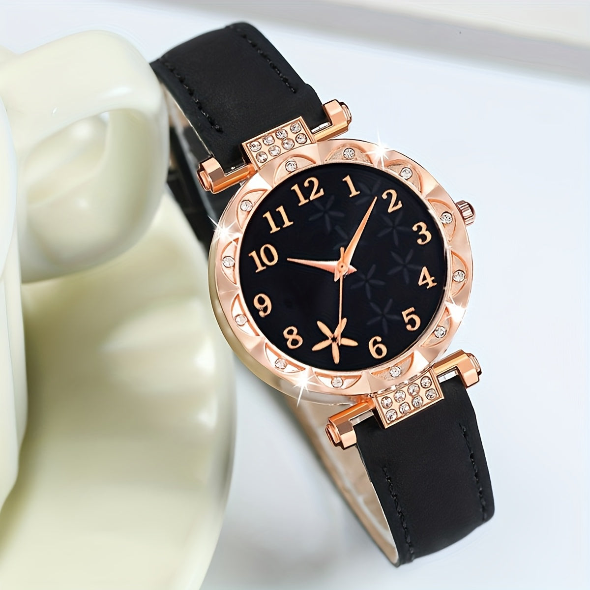 CÉLESTE — 6-Piece Watch & Bracelet Set · Black & Gold - TZ