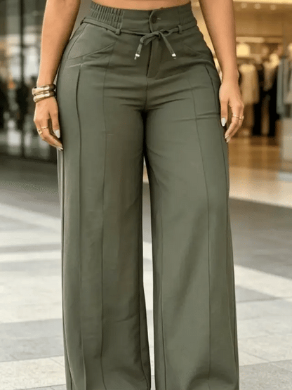 Aria High-Waist Wide-Leg Trousers – Tie-Waist, Tummy Control (TZ)