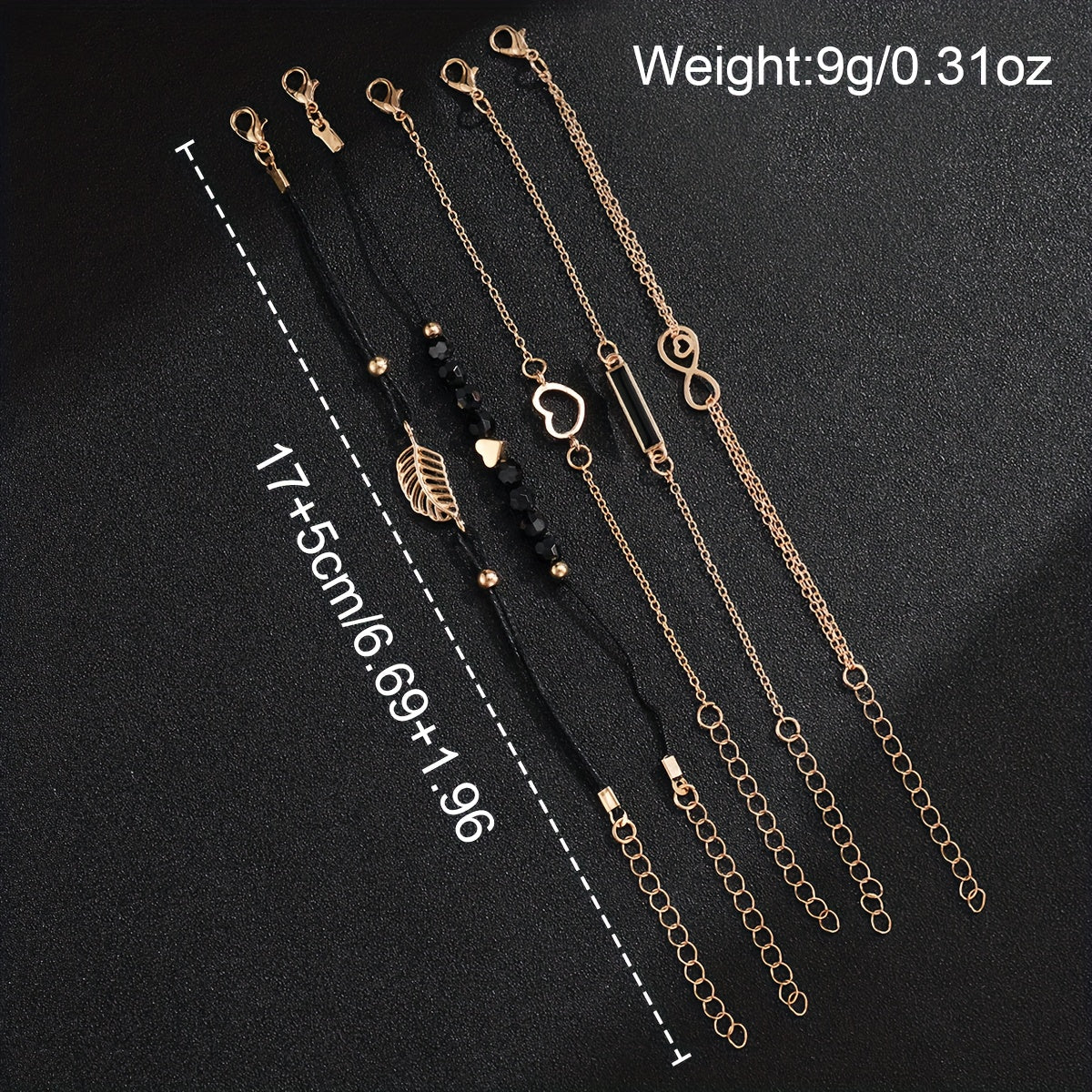 CÉLESTE — 6-Piece Watch & Bracelet Set · Black & Gold - TZ