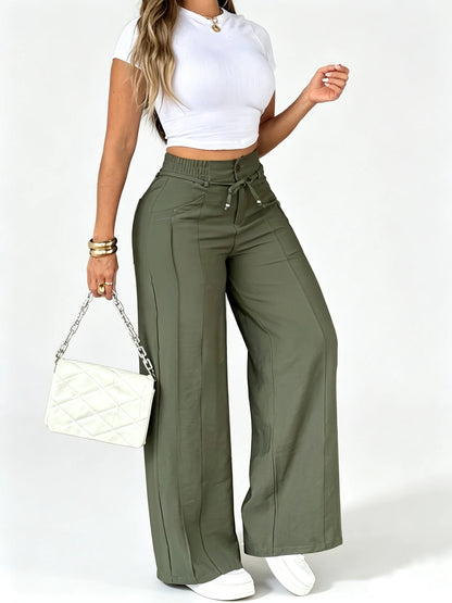 Aria High-Waist Wide-Leg Trousers – Tie-Waist, Tummy Control (TZ)