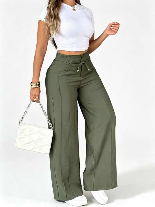 Aria High-Waist Wide-Leg Trousers – Tie-Waist, Tummy Control (TZ)