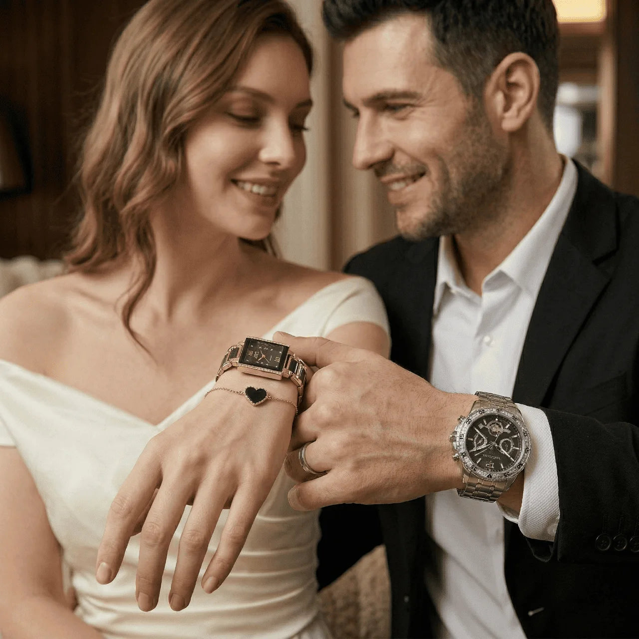 Timeless Love Couple Watch Set – Elegant Matching Watches & Bracelets (TZ)