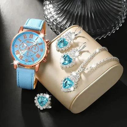 Aurora Blue Luxury Jewelry & Watch Set - TZ