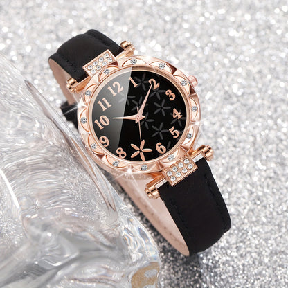 CÉLESTE — 6-Piece Watch & Bracelet Set · Black & Gold - TZ