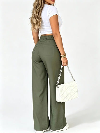 Aria High-Waist Wide-Leg Trousers – Tie-Waist, Tummy Control (TZ)
