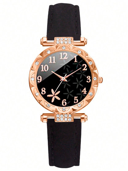 CÉLESTE — 6-Piece Watch & Bracelet Set · Black & Gold - TZ