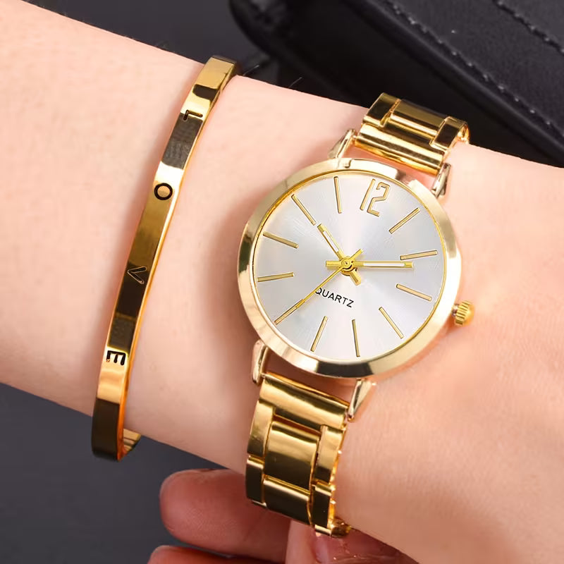 Eternel — His & Hers Gold Watch & Bracelet Set 👑 (TZ)