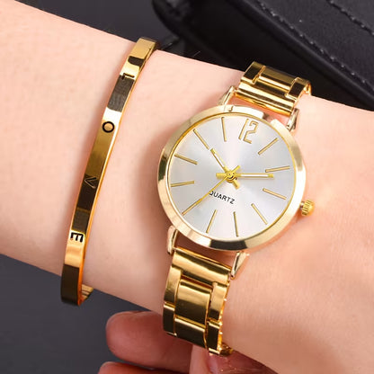 Eternel — His & Hers Gold Watch & Bracelet Set 👑 (TZ)