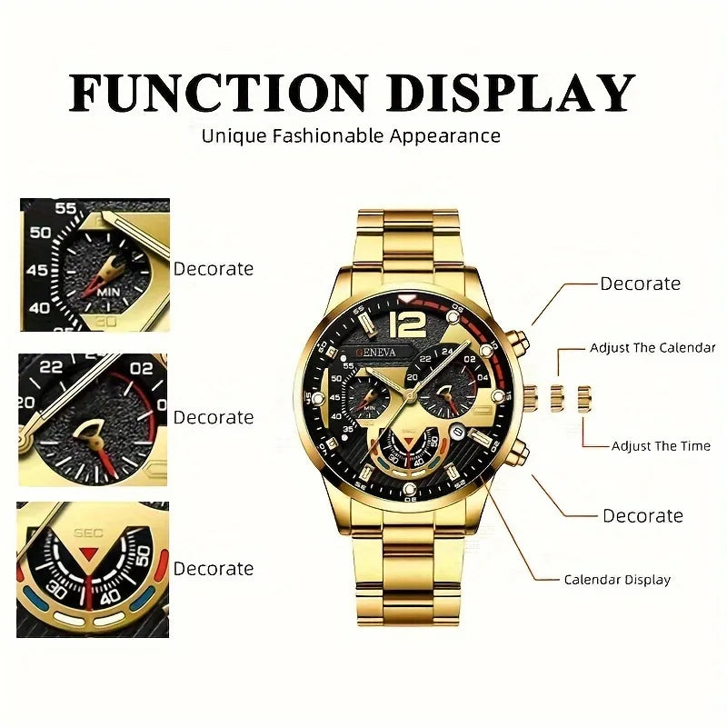 Royal Golden Prestige Set – Watch, Bracelet, Ring & Necklace - TZ
