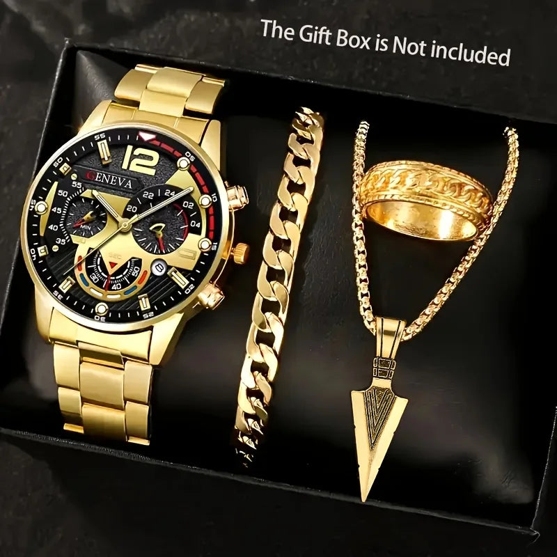 Royal Golden Prestige Set – Watch, Bracelet, Ring & Necklace - TZ